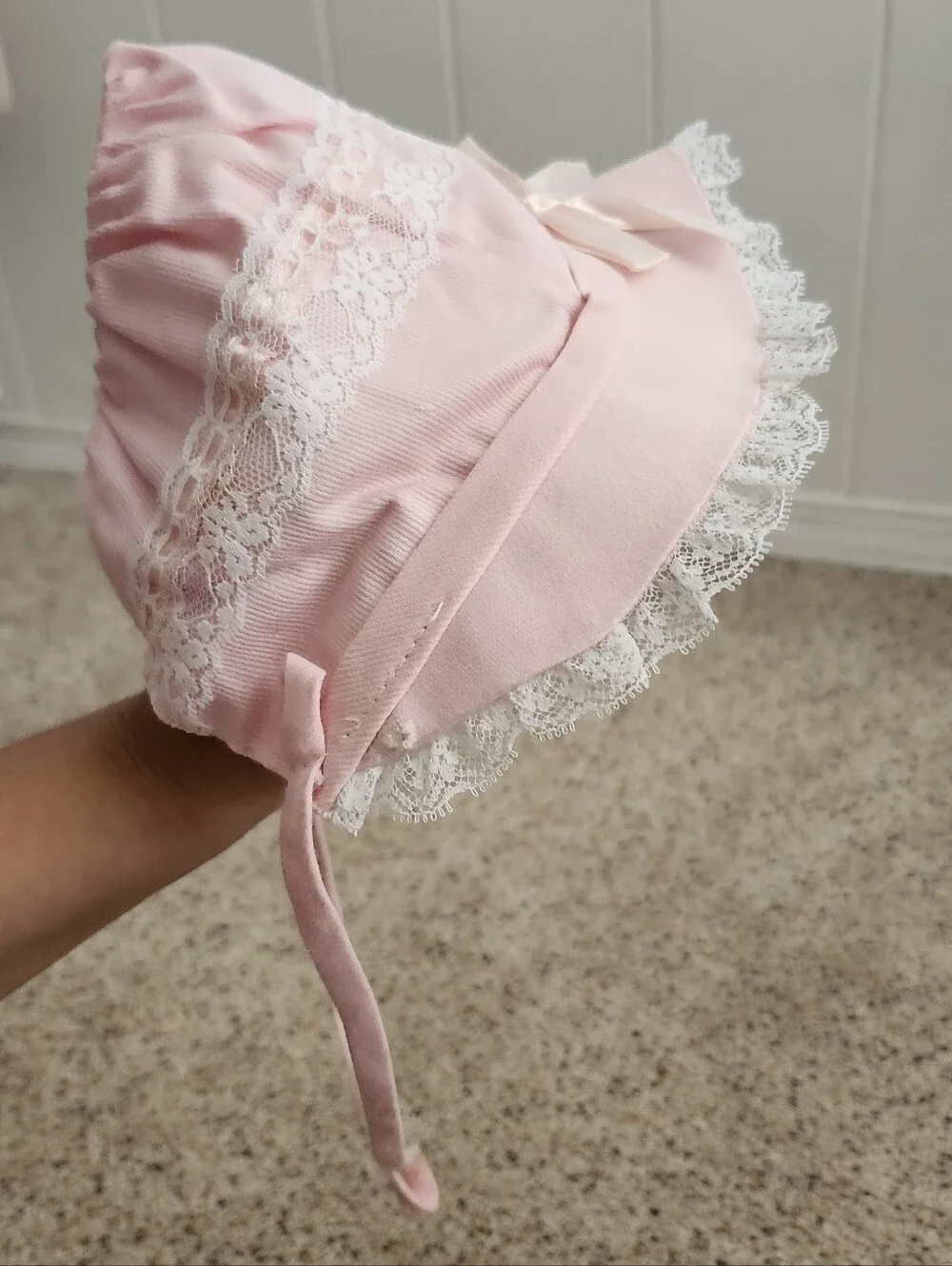 Vintage Pink Baby Sun Bonnet